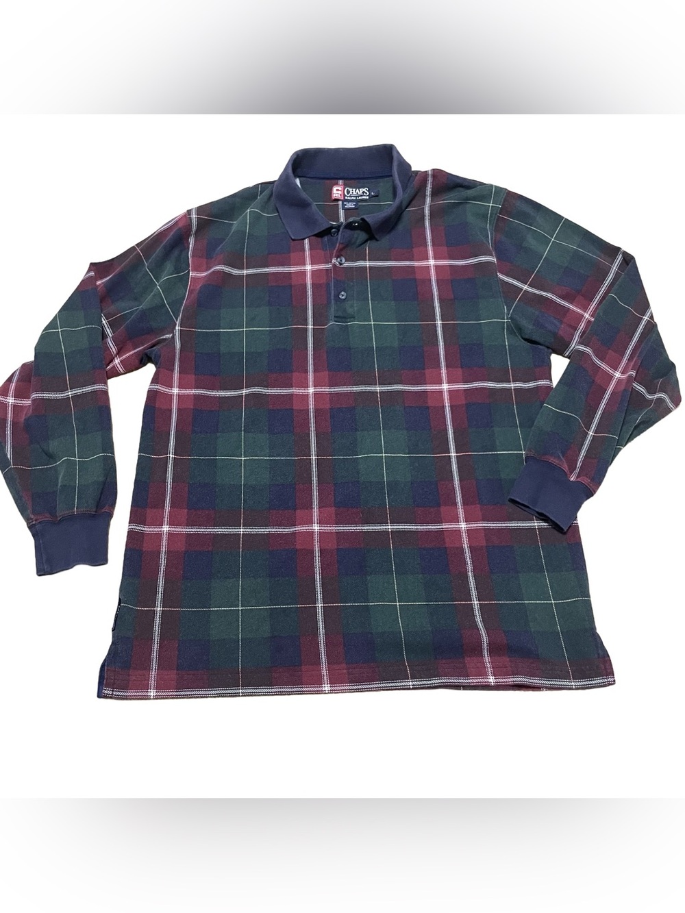 Ralph Lauren Men’s Long Sleeve Polo - Green & Burgundy Plaid